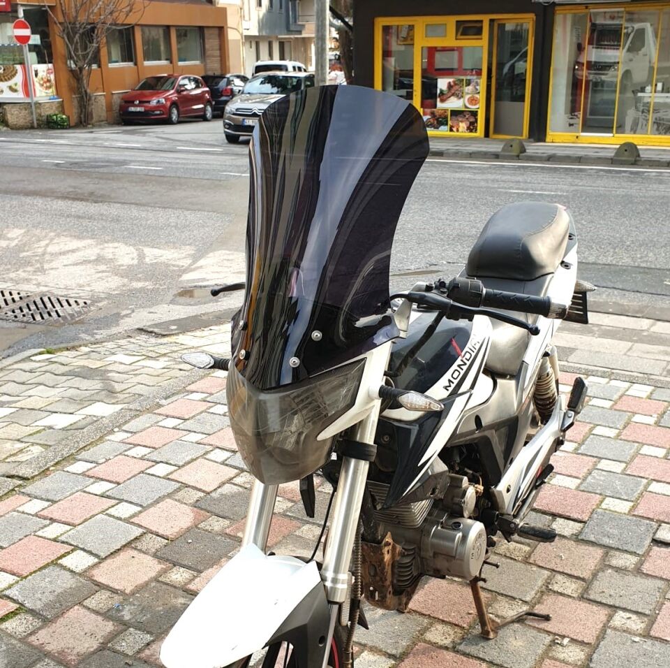 MOTOCAM Mondial 180 Z One S Ön Cam 58cm 2014-2022 Model Siyah Renkli