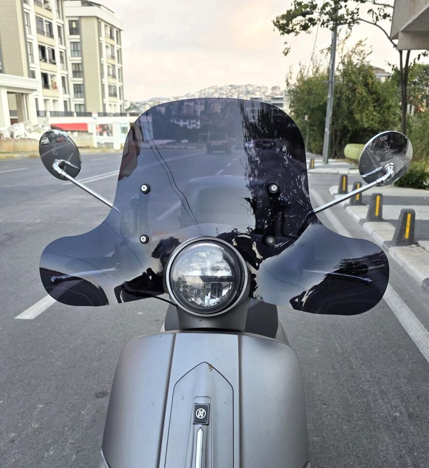 MOTOCAM Mondial Exon 125 Ön Cam 2023-2026 Model 39cm Siyah Renkli 4mm Elcikli APARATSIZ