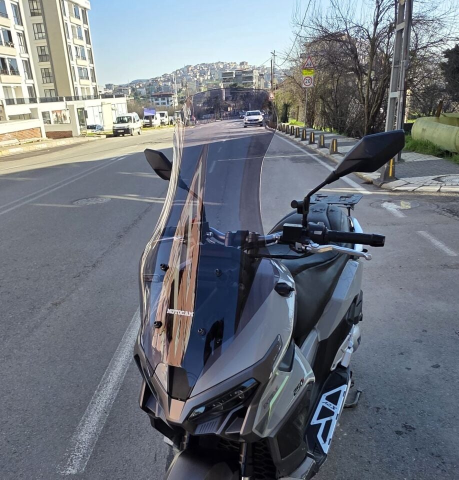 MOTOCAM Mondial Ressivo 250 Ön Cam 2023-2026 Model 75cm Füme Renkli 4mm UZUN