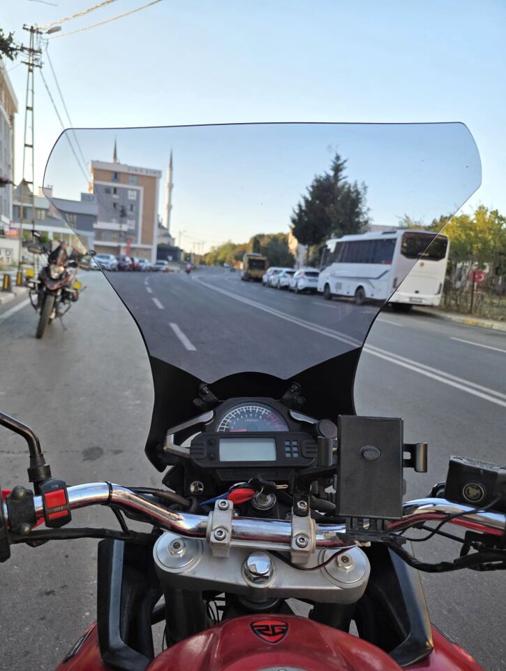 MOTOCAM Mondial Rx3 İ Evo Ön Cam 2015-2022 Model 52cm Füme Renkli 4mm UZUN