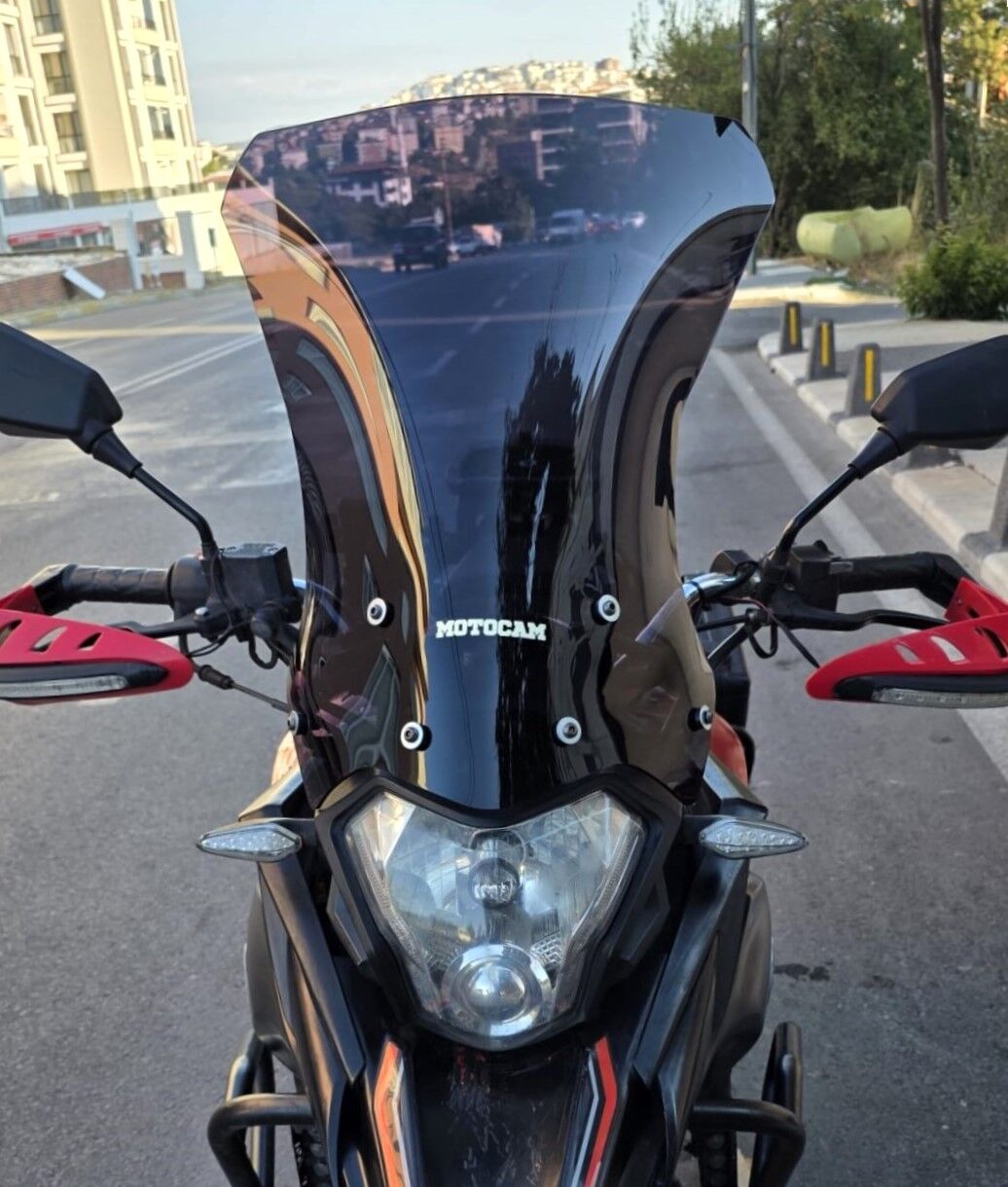 MOTOCAM Mondial Rx3 İ Evo Ön Cam 2015-2022 Model 52cm Siyah Renkli 4mm UZUN