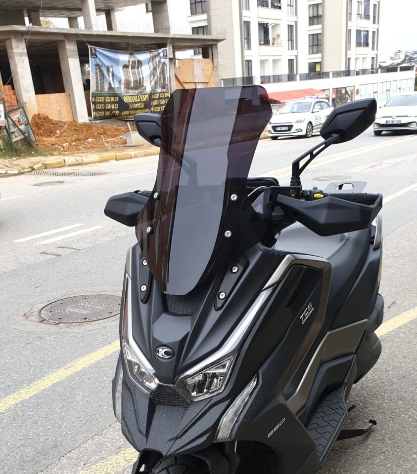 MOTOCAM Kymco DTX 360 Ön Cam 2021-2026 Model 55cm Siyah Renkli 4mm