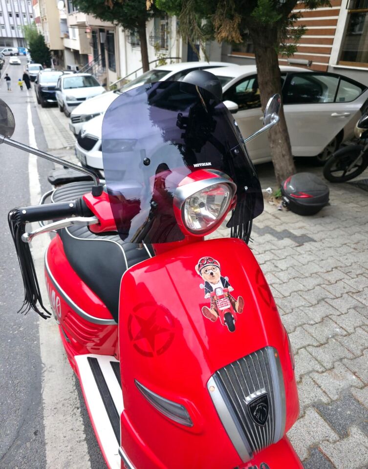 MOTOCAM Peugeot Django Ön Cam 2017-2026-2026 Model 37cm Siyah Renkli 4mm APARATSIZ