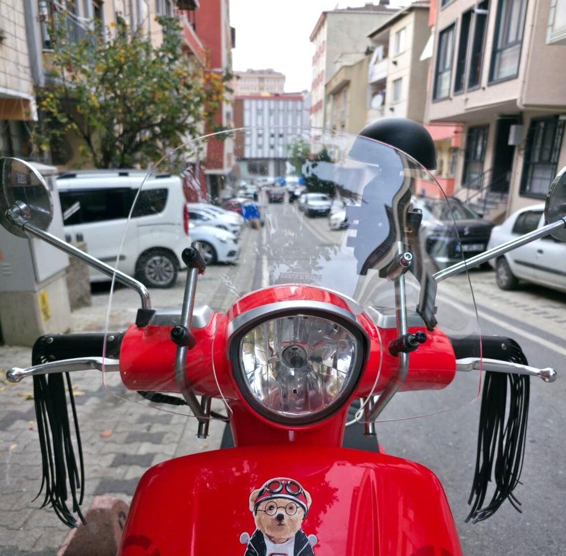 MOTOCAM Peugeot Django Ön Cam 2017-2026-2026 Model 37cm Şeffaf Renkli 4mm  APARATSIZ