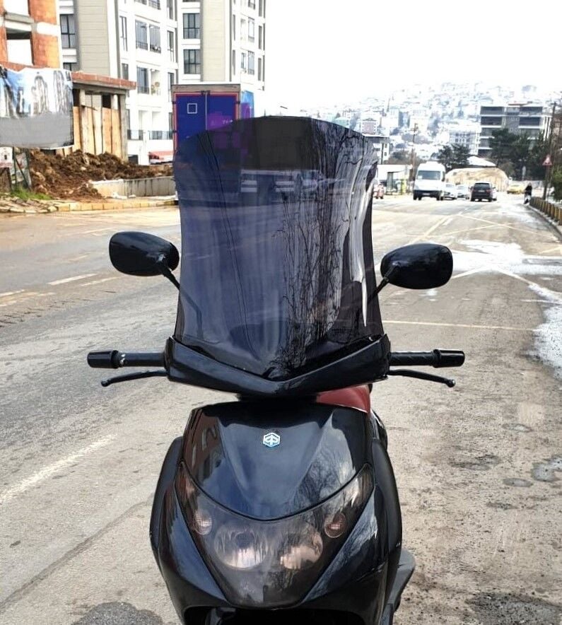 MOTOCAM Piaggio Beverly 250 Ön Cam 2005-2007 Model 53cm Siyah Renkli 4mm UZUN