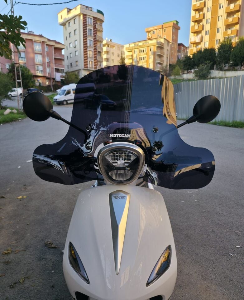 MOTOCAM Rks Letbe LB 125 Ön Cam 2023-2026 Model 45cm Siyah Renkli 4mm Elcikli APARATSIZ