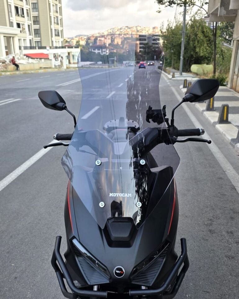 MOTOCAM RKS Lince 125 Ön Cam 2021-2026 Model 75cm Füme Renkli 4mm UZUN