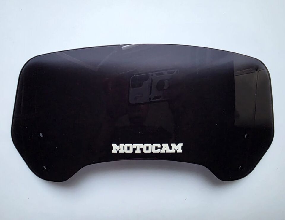 MOTOCAM Rüzgar Saptırıcı Deflektör Camı 2 Delikli 3.5cm 32x12cm Siyah Renkli   (APARATSIZDIR)