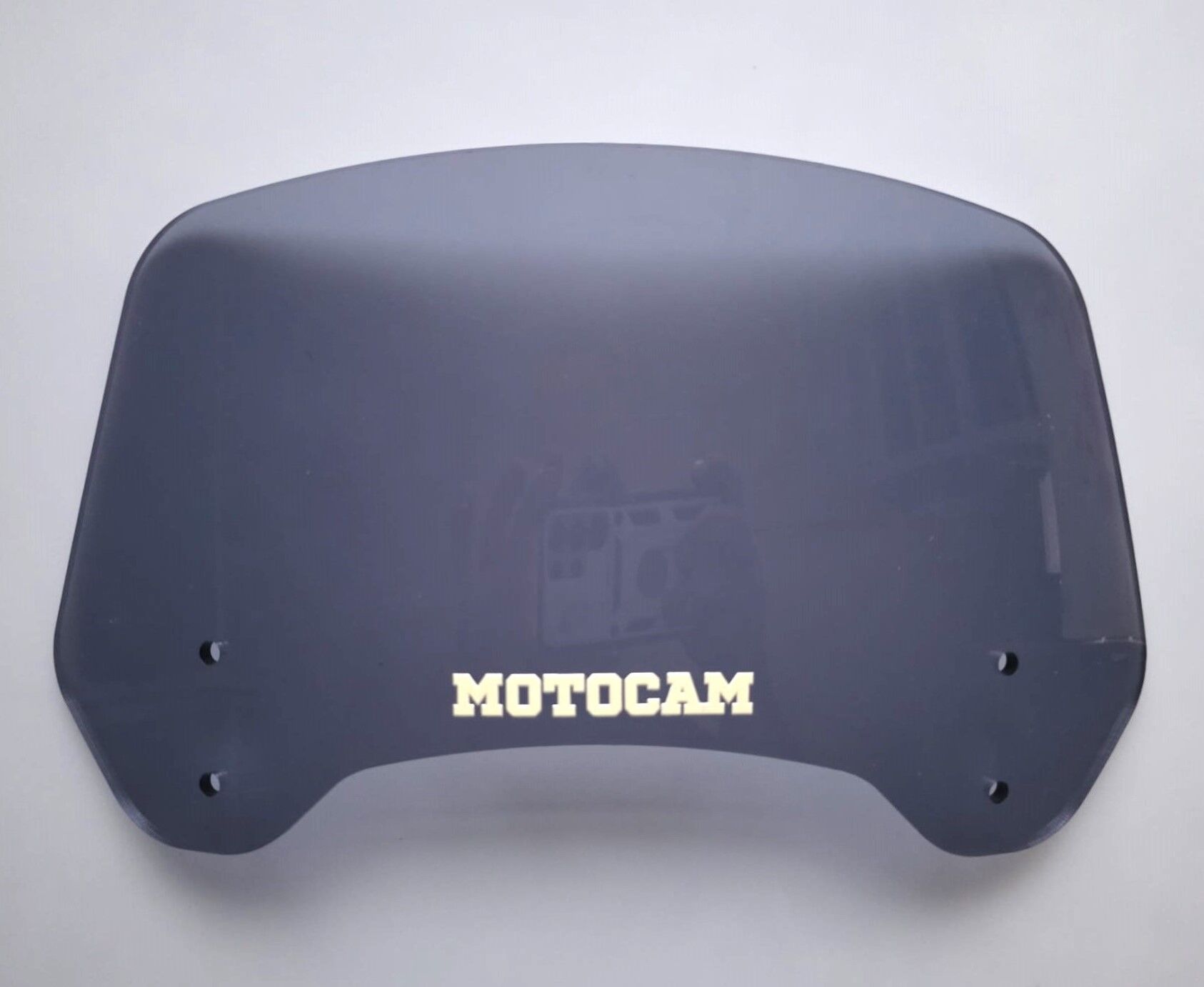 MOTOCAM Rüzgar Saptırıcı Deflektör Camı 2 Delikli 3.5cm 32x15cm Füme Renkli   (APARATSIZDIR)