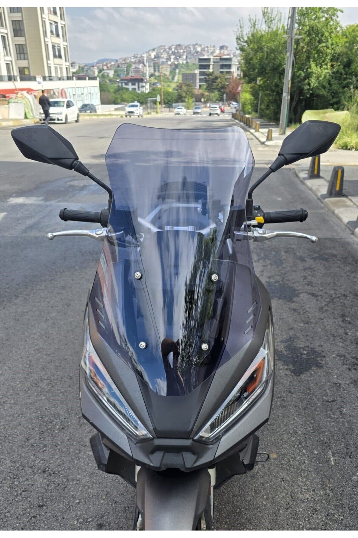 MOTOCAM TVS Apache Ventro 150 Siperlik Ön Cam 2023-2025 Model 57cm Füme Renkli 4mm