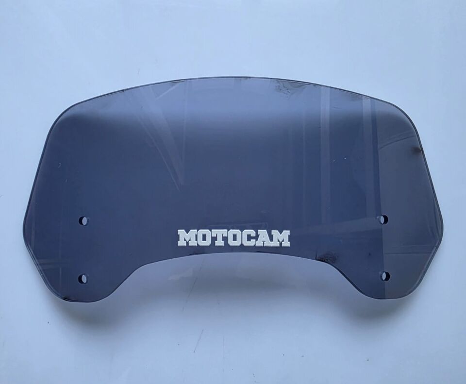 MOTOCAM Rüzgar Saptırıcı Deflektör Camı 2 Delikli 3.5cm 35x12cm Füme Renkli   (APARATSIZDIR)