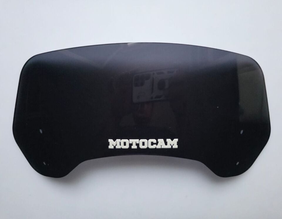 MOTOCAM Rüzgar Saptırıcı Deflektör Camı 2 Delikli 3.5cm 35x12cm Siyah Renkli   (APARATSIZDIR)