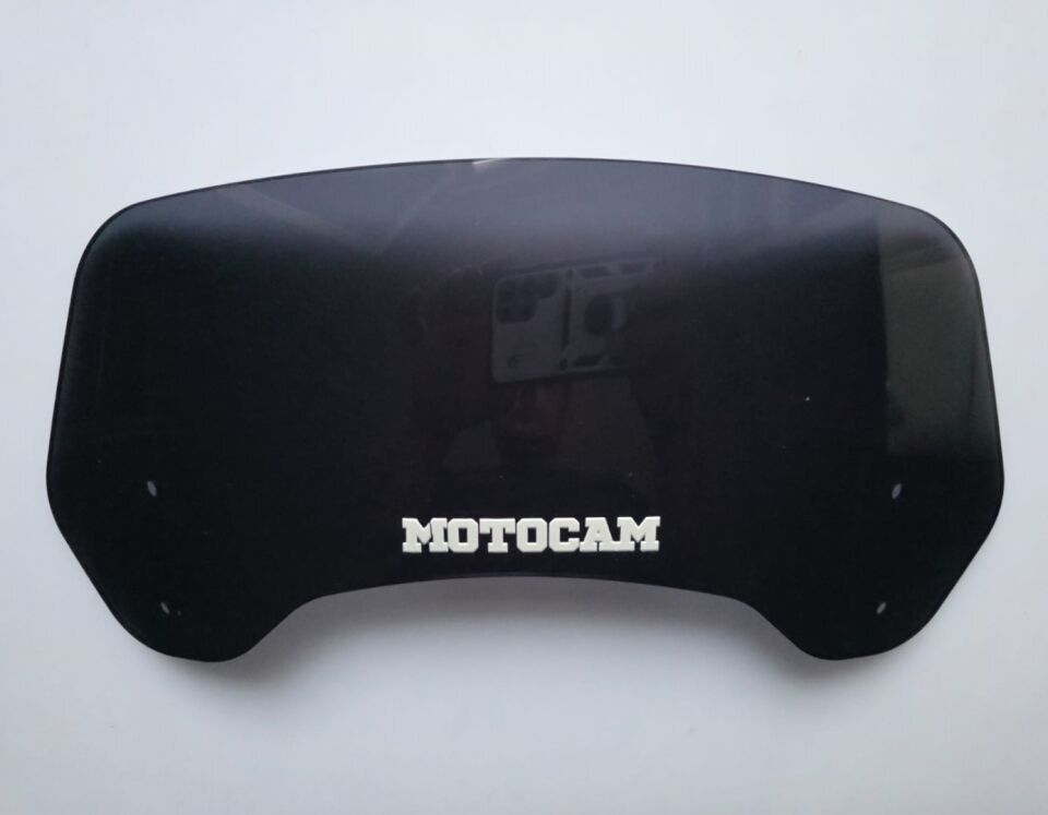 MOTOCAM Rüzgar Saptırıcı Deflektör Camı 2 Delikli 3.5cm 35x12cm Siyah Renkli   (APARATSIZDIR)