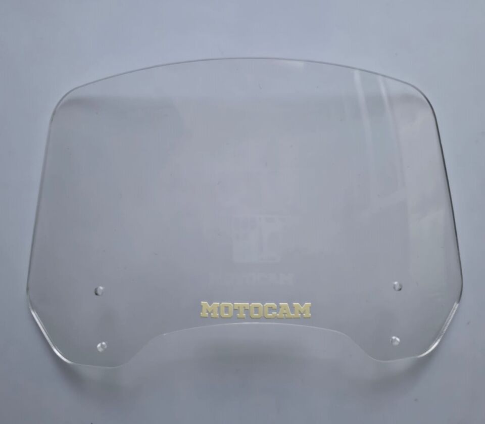 MOTOCAM Rüzgar Saptırıcı Deflektör Camı 2 Delikli 4cm 32x18cm Şeffaf Renkli   (APARATSIZDIR)