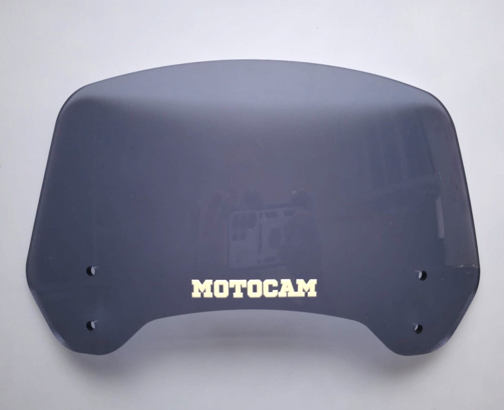 MOTOCAM Rüzgar Saptırıcı Deflektör Camı 2 Delikli 4cm 35x15cm Füme Renkli   (APARATSIZDIR)