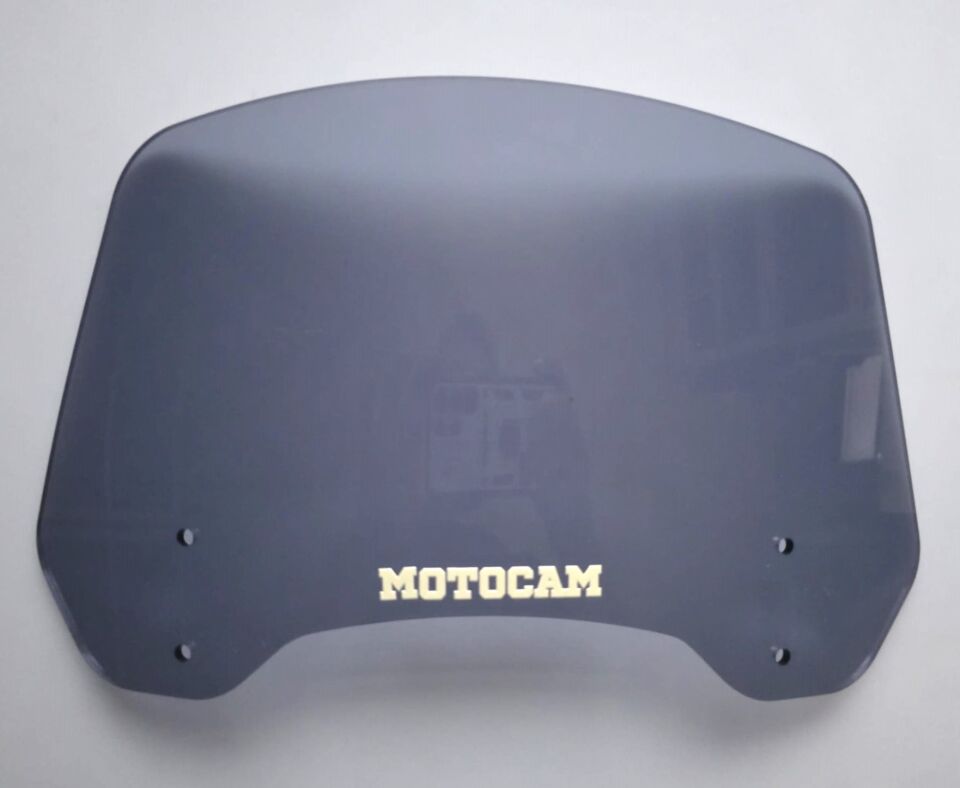 MOTOCAM Rüzgar Saptırıcı Deflektör Camı 2 Delikli 4cm 35x18cm Füme Renkli   (APARATSIZDIR)