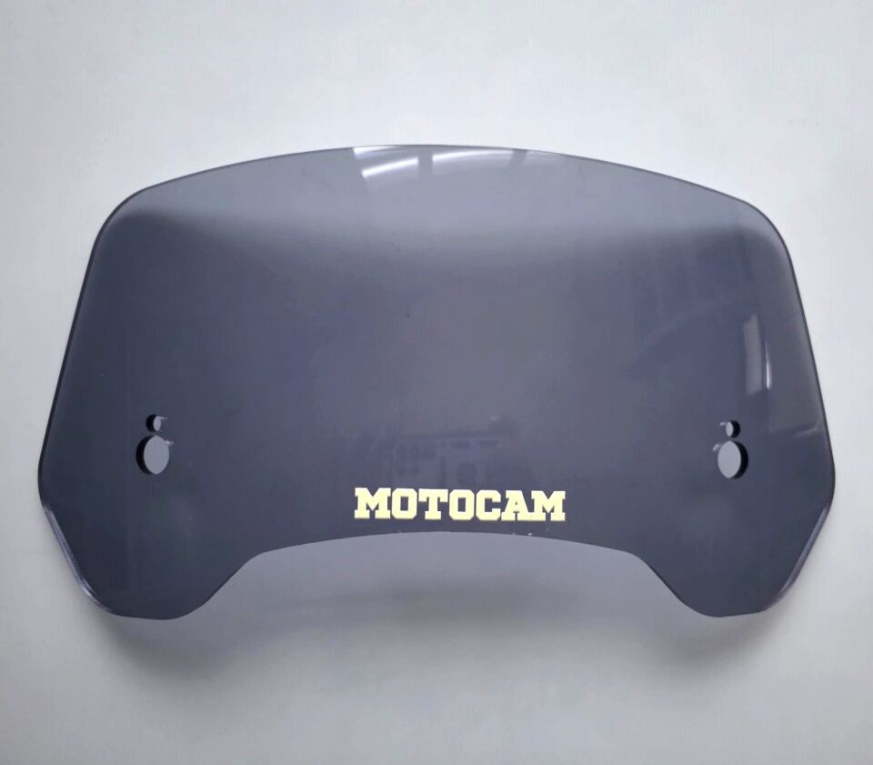 MOTOCAM Rüzgar Saptırıcı Deflektör Camı 3 Delikli 33x15cm Yuvarlak Füme Renkli   (APARATSIZDIR)