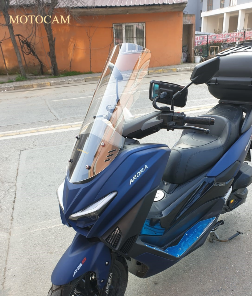 MOTOCAM Arora Max T Ön Cam 2022-2026 Model 75cm Şeffaf Renkli 4mm UZUN