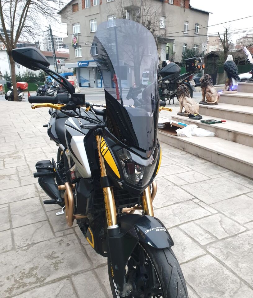 MOTOCAM Bajaj Dominar 250 Ön Cam 2017-2026-2026 Model 58cm Füme Renkli 4mm