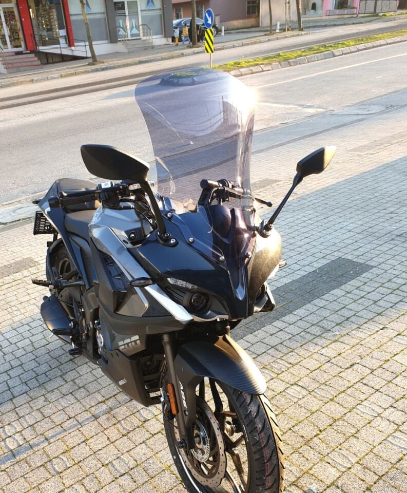 MOTOCAM Bajaj Pulsar RS 200 Ön Cam 2015-2026-2026 Model 56cm Füme Renkli 4mm UZUN CAM