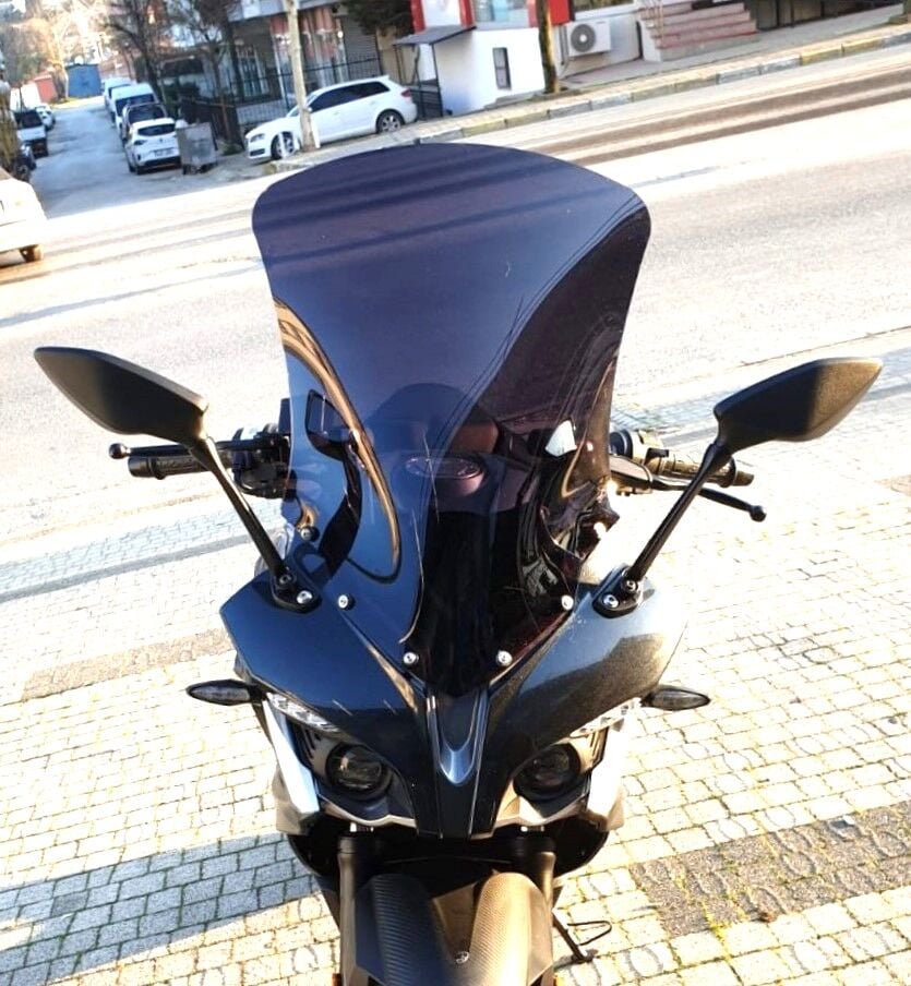 MOTOCAM Bajaj Pulsar RS 200 Ön Cam 2015-2026-2026 Model 56cm Siyah Renkli 4mm UZUN CAM