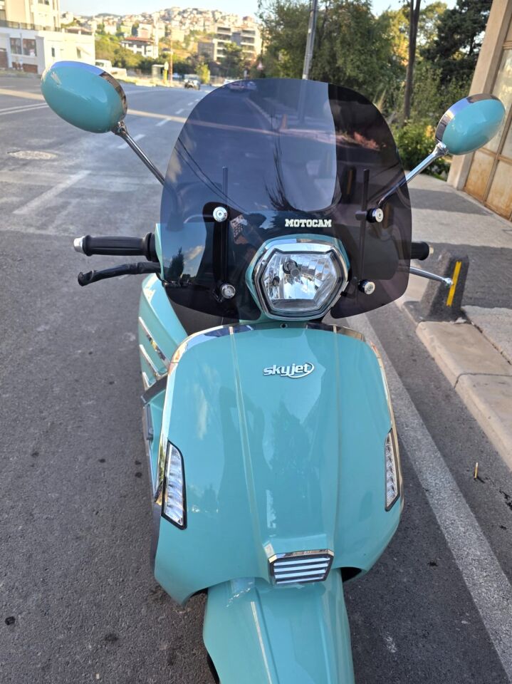 MOTOCAM Skyjet Bellina Ön Cam 2024-2026 Model 37cm Siyah Renkli 4mm APARATSIZ