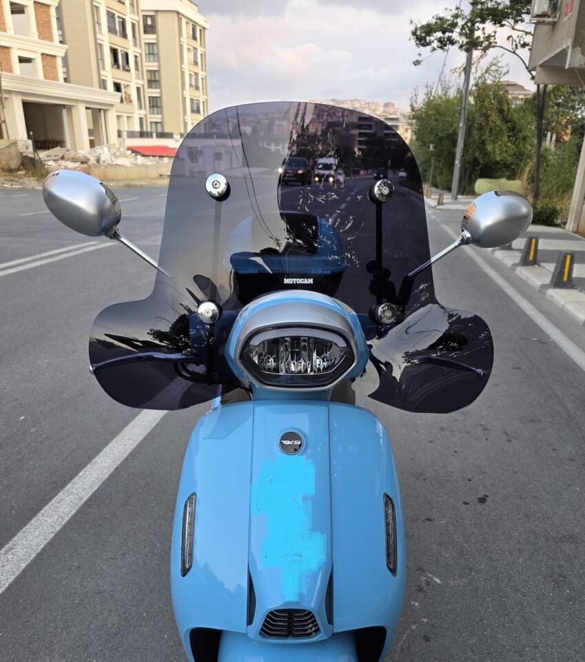 MOTOCAM RKS LTR 125 Ön Cam 2023-2026 Model 45cm Siyah Renkli 4mm Elcikli APARATSIZ