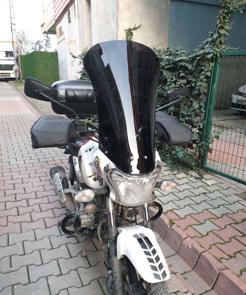 MOTOCAM Bajaj V15 Ön Cam 2017-2018 Model 57cm Siyah Renkli 4mm