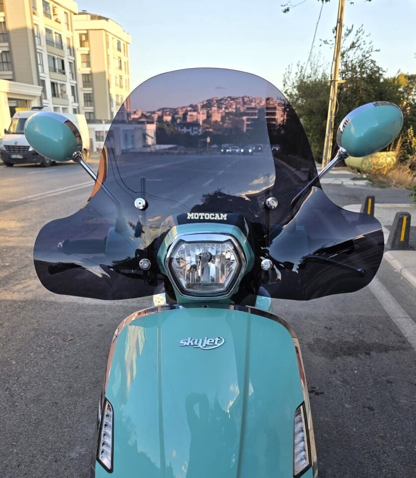 MOTOCAM Skyjet Bellina Ön Cam 2024-2026 Model 41cm Siyah Renkli 4mm Elcikli APARATSIZ