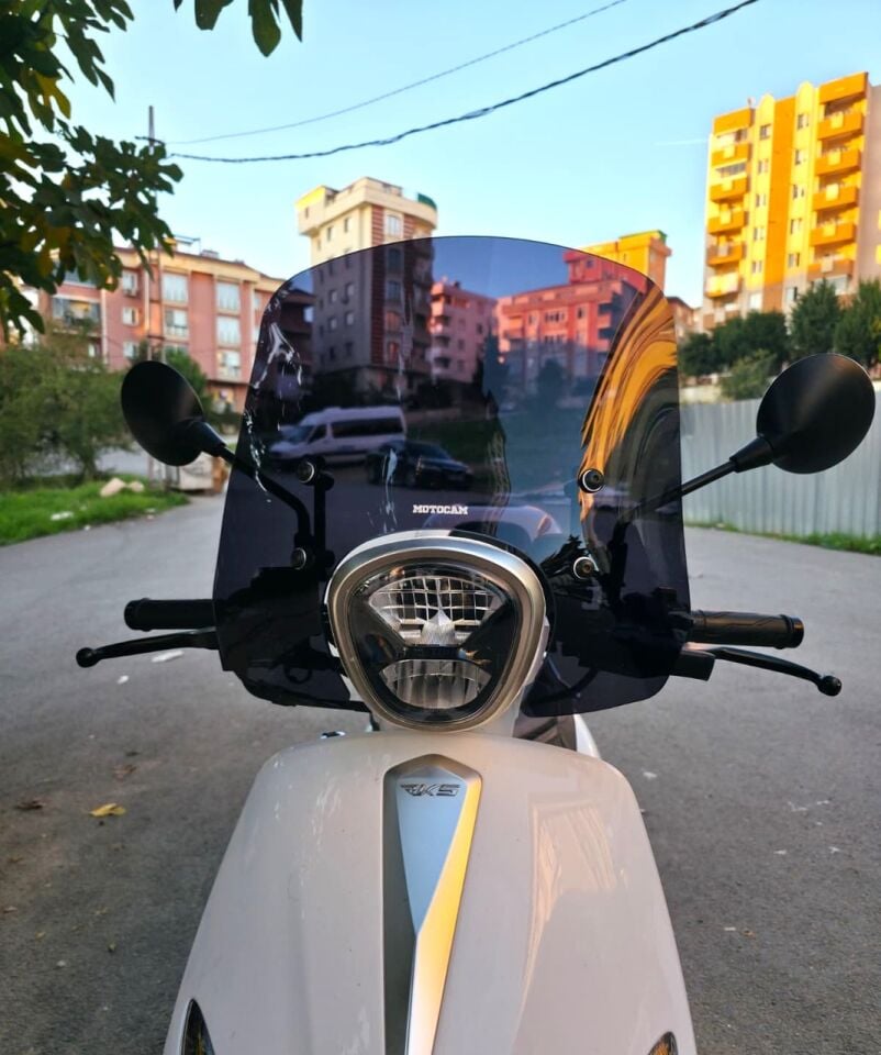 MOTOCAM Rks Neon 125 Ön Cam 2023-2026 Model 44cm Siyah Renkli 4mm APARATSIZ