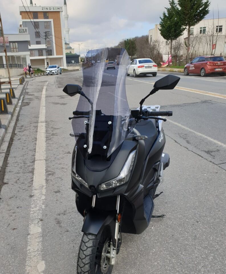 MOTOCAM Skyjet Rivero 125 Ön Cam 2025-2026 Model 75cm Füme Renkli 4mm UZUN