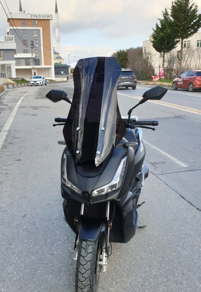 MOTOCAM Skyjet Rivero 125 Ön Cam 2025-2026 Model 75cm Siyah Renkli 4mm UZUN