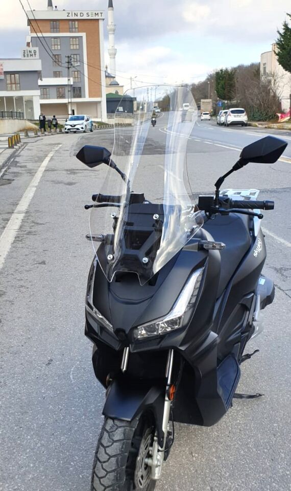 MOTOCAM Skyjet Rivero 125 Ön Cam 2025-2026 Model 75cm Şeffaf Renkli 4mm UZUN