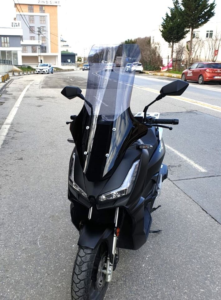 MOTOCAM Skyjet Rivero 125 Ön Cam 2025-2026 Model 78cm Füme Renkli 4mm UZUN