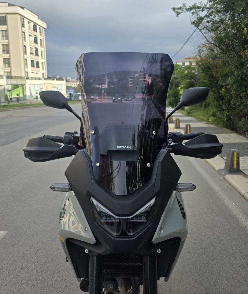 MOTOCAM Honda Transalp XL 750 Ön Cam 2025-2026 Model 53cm Siyah Renkli 4mm UZUN