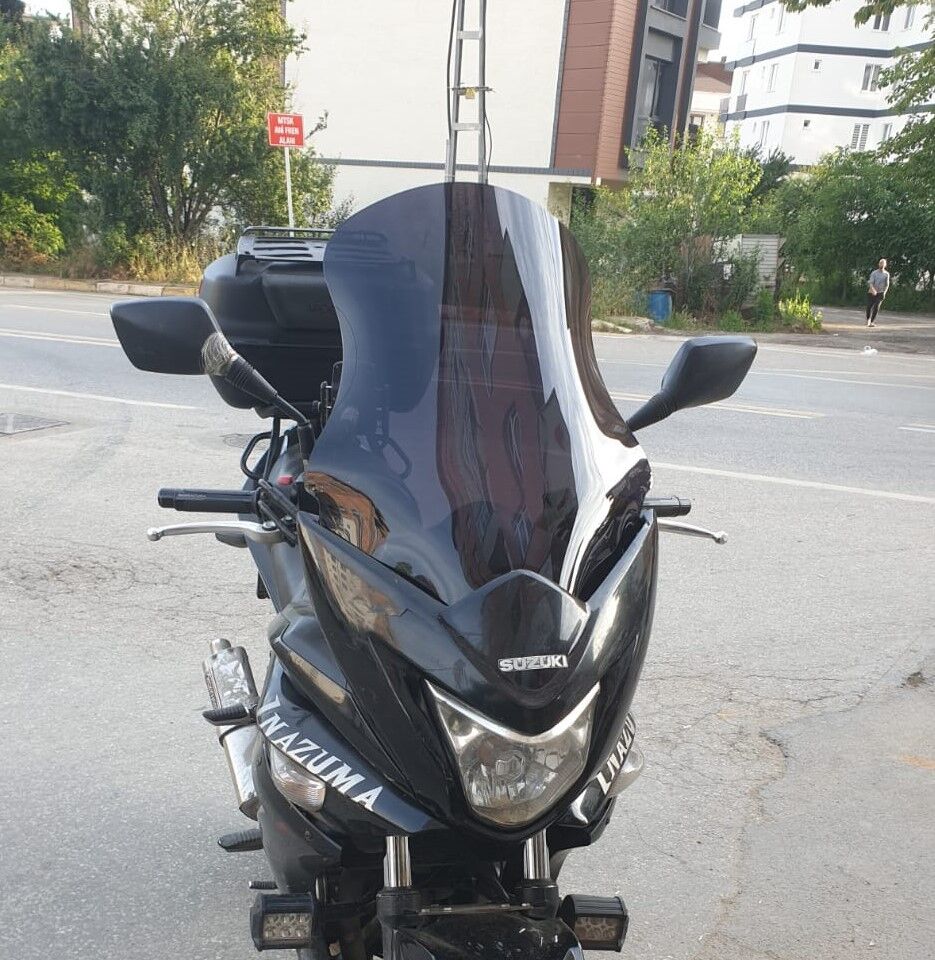 MOTOCAM Suzuki İnazuma GW 250F Ön Cam 2012-2017 Model 50cm Siyah Renkli 4mm
