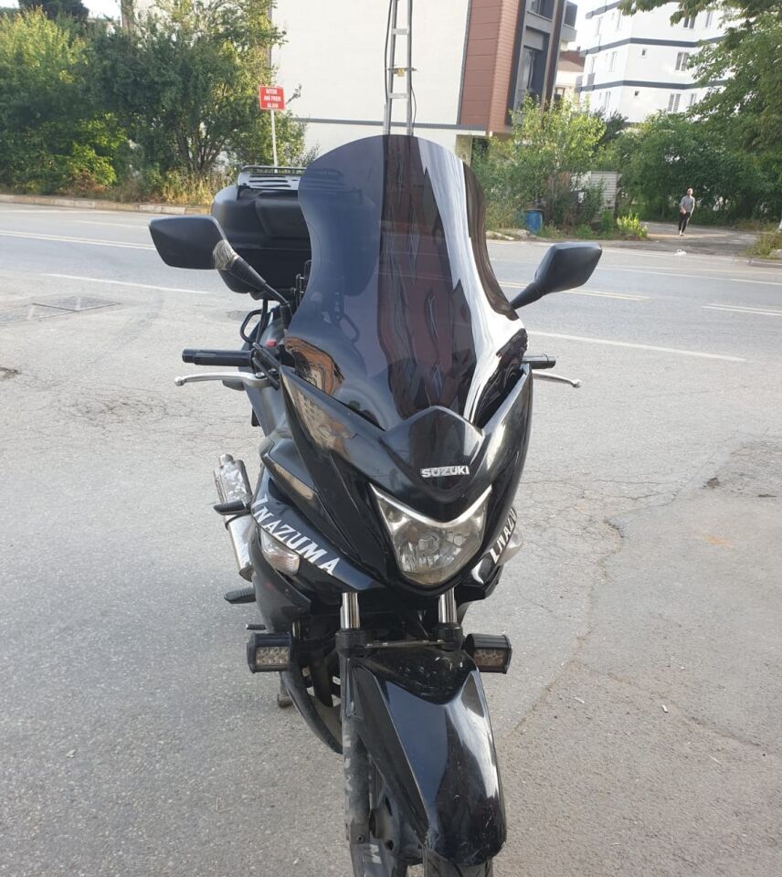 MOTOCAM Suzuki İnazuma GW 250F Ön Cam 2012-2017 Model 50cm Siyah Renkli 4mm
