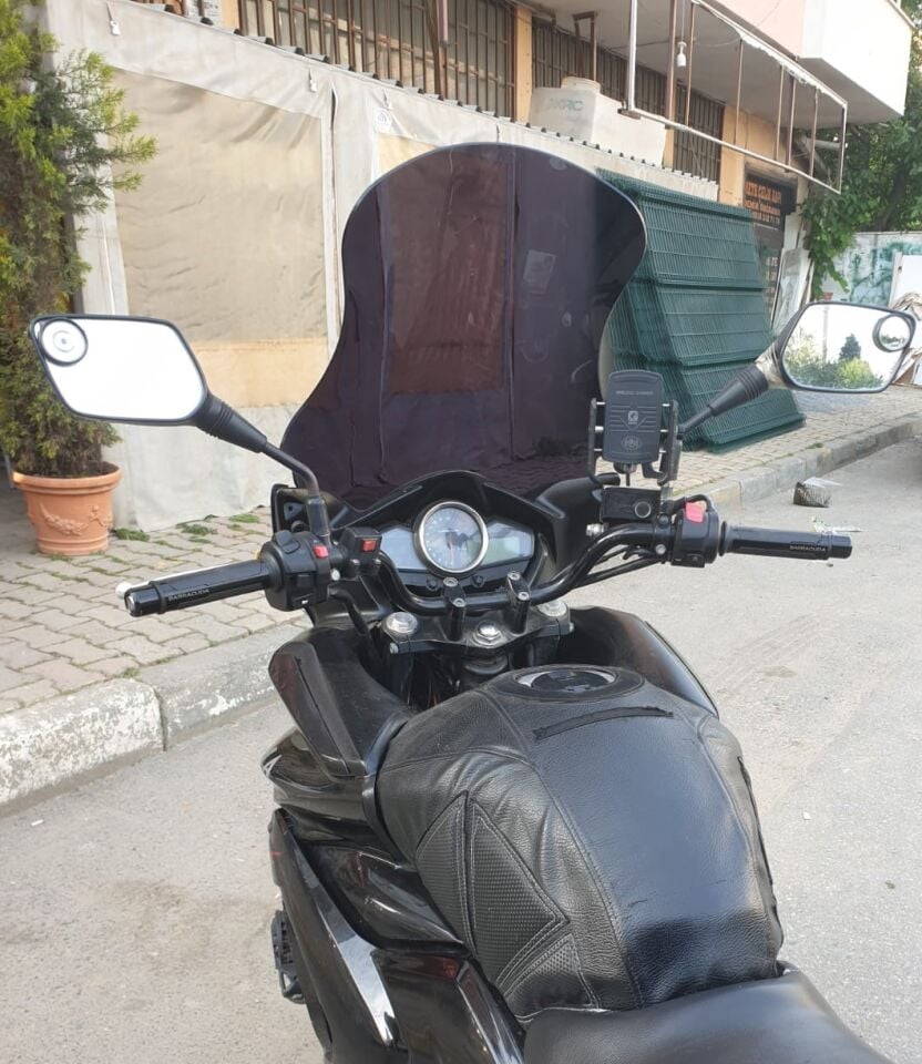 MOTOCAM Suzuki İnazuma GW 250F Ön Cam 2012-2017 Model 50cm Siyah Renkli 4mm