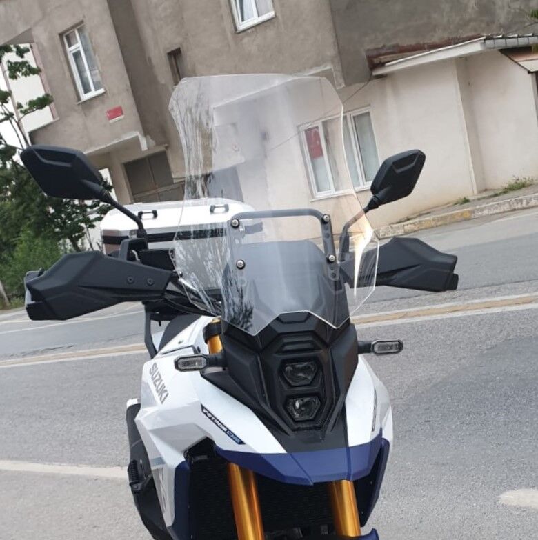 MOTOCAM Suzuki V-strom 800 SE Ön Cam 2023-2026 Model 50cm Şeffaf Renkli 4mm