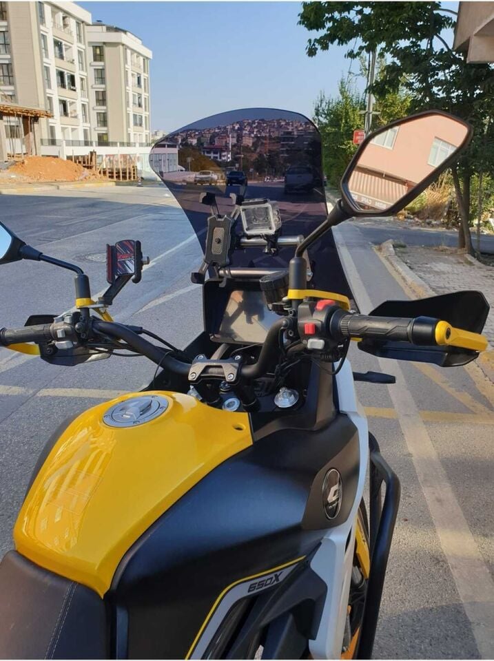 MOTOCAM RKS SVT 650 X Ön Cam 2023-2026 Model 50cm Siyah Renkli 4mm UZUN