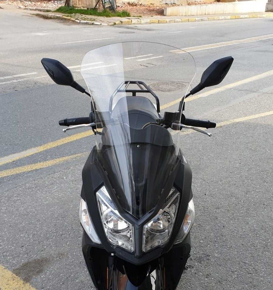 MOTOCAM SYM JET 14 200 Ön Cam 2017-2026 Model 65cm Şeffaf Renkli 4mm UZUN