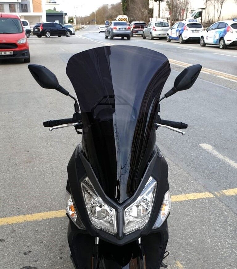 MOTOCAM SYM JET 14 200 Ön Cam 2017-2026 Model 74cm Siyah Renkli 4mm UZUN