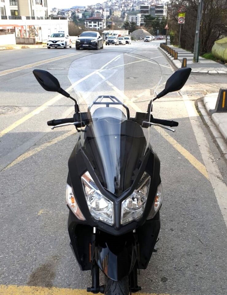 MOTOCAM SYM JET 14 200 Ön Cam 2017-2026 Model 74cm Şeffaf Renkli 4mm UZUN