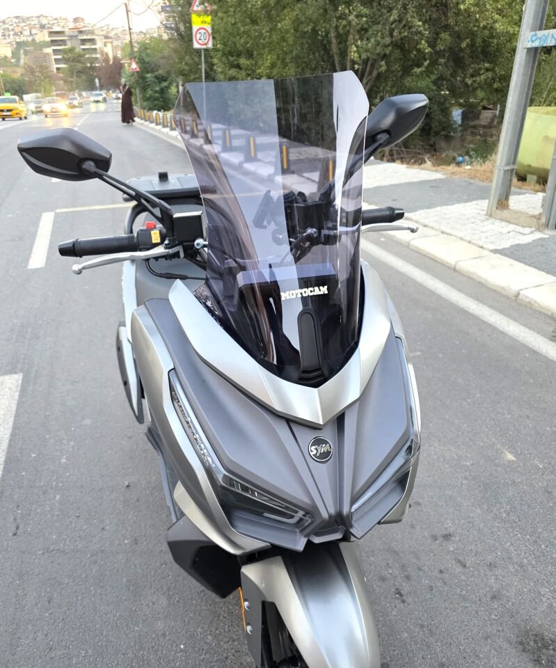 MOTOCAM Sym JET 14 EVO 200 PLUS Ön Cam 2023-2026 Model 45cm Füme Renkli 4mm