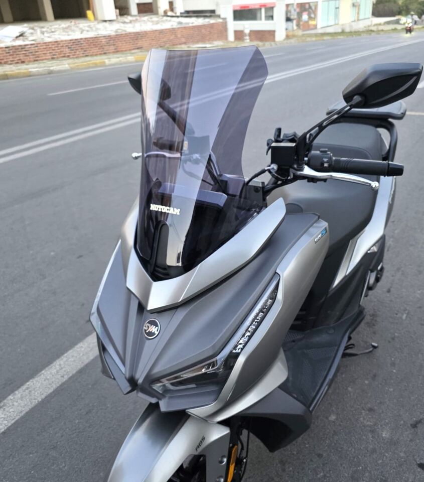 MOTOCAM Sym JET 14 EVO 200 PLUS Ön Cam 2023-2026 Model 45cm Füme Renkli 4mm