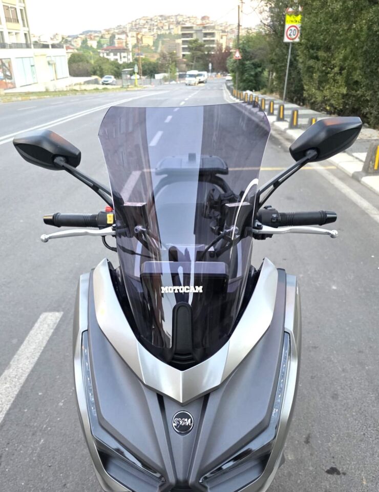 MOTOCAM Sym JET 14 EVO 200 PLUS Ön Cam 2023-2026 Model 45cm Füme Renkli 4mm