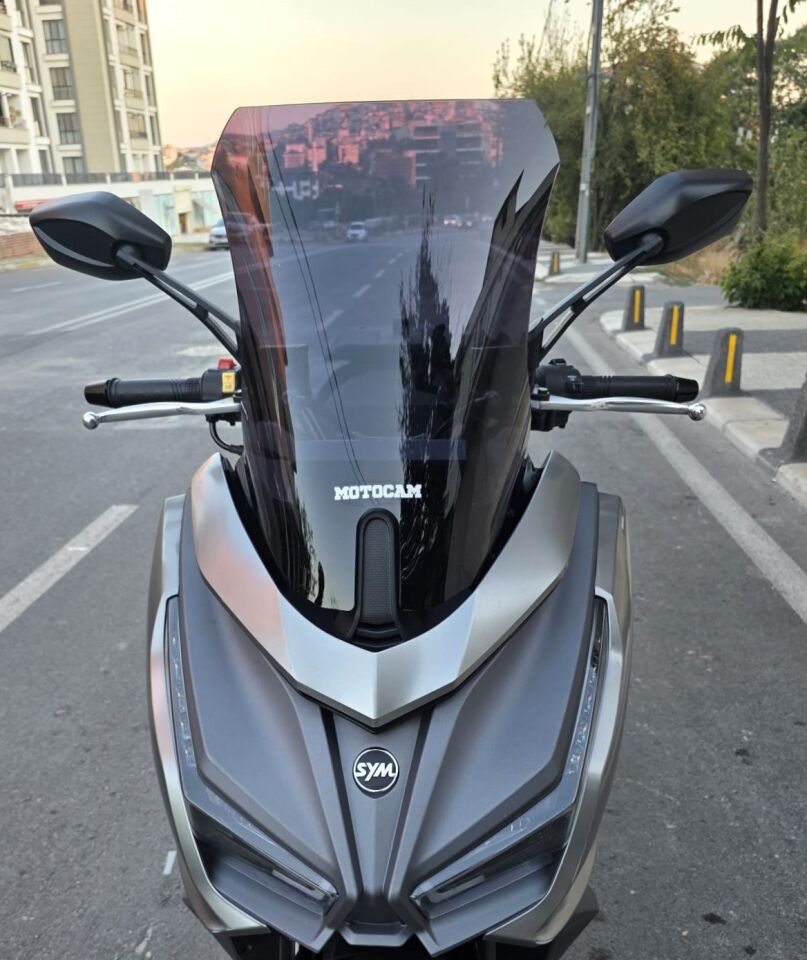 MOTOCAM Sym JET 14 EVO 200 PLUS Ön Cam 2023-2026 Model 45cm Siyah Renkli 4mm