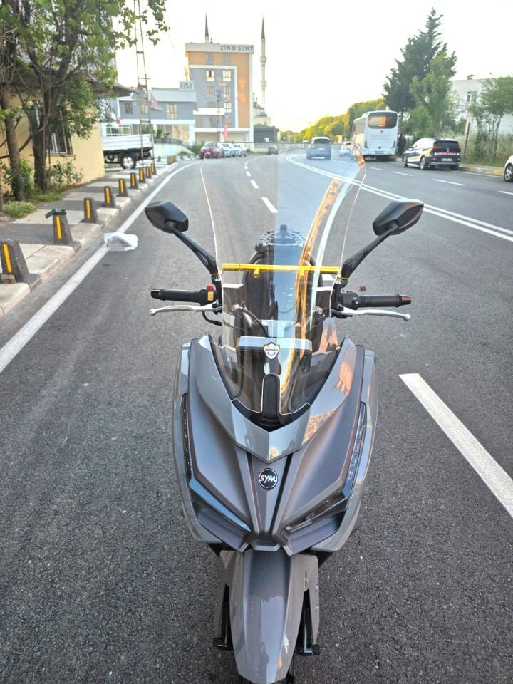 MOTOCAM Sym JET 14 EVO 200 PLUS Ön Cam 2023-2026 Model 58cm Şeffaf Renkli 4mm