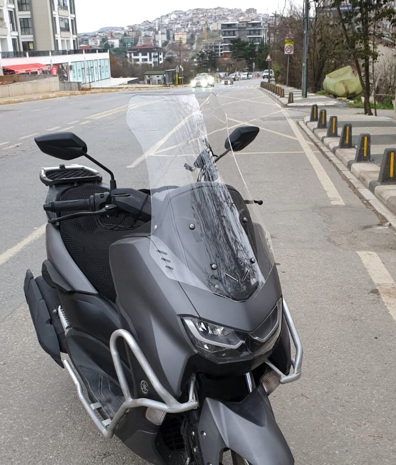 MOTOCAM Falcon Cmax 155 Ön Cam 2023-2026 Model 65cm Şeffaf Renkli 4mm ORTA BOYLU