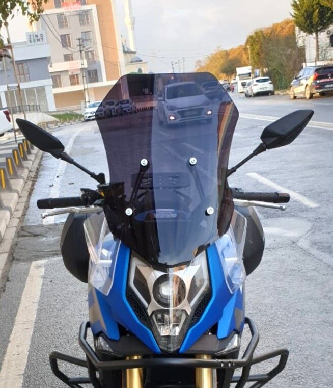 MOTOCAM CF Moto 650 MT Ön Cam 2016-2026 Model 56cm Siyah Renkli 4mm